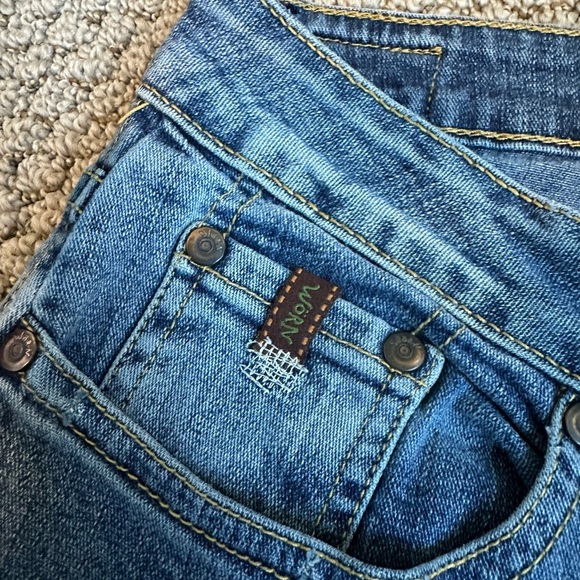 WORN Vintage Embroidered Jeans Sz 10 Palm Tree Patchwork Free People Vibe A149 - Picture 5 of 9